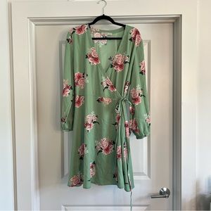 Loft - Green Floral - True Wrap Dress